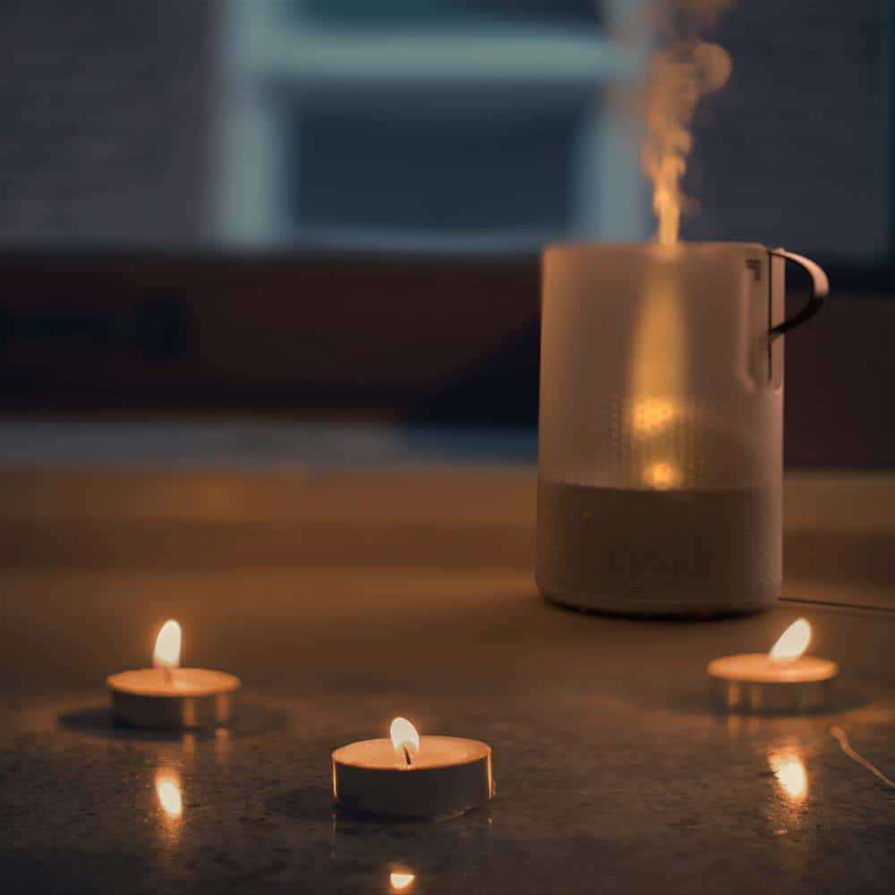 Votiv 4 White Ultrasonic Cool Mist Humidifier with Candlelight