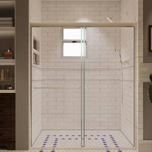 56-60 in. W x 72 in. H Sliding Framed Shower Door in Brushed Nickel with 1/4 in. (6 mm) Tempered Clear Glass