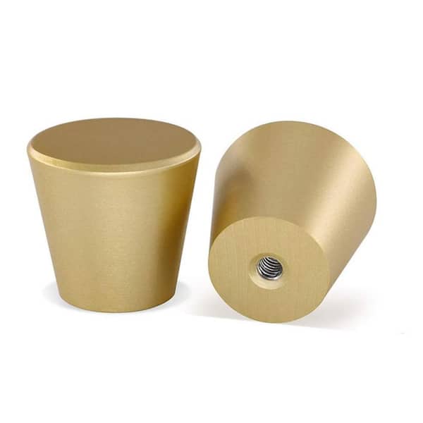Pyramid Home Decor Brizza 9/16 in. (15 mm) Brushed Solid Brass Gold Round Cabinet Knob (5-Pack)