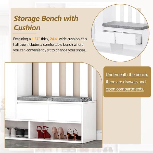 Cesicia All in One 71 in. Hall Tree Wood Hallway Organizer with
