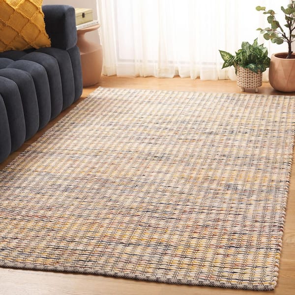 Natura 8 ft. x 10 ft. Gold/Ivory Abstract Distressed Striped Area Rug