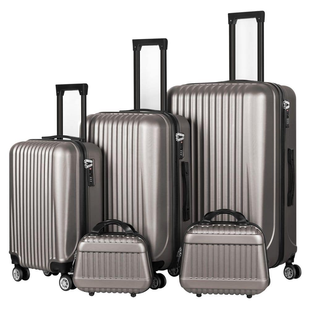 HIKOLAYAE 5-Piece Set of Lightweight Rolling Hardside and Checked