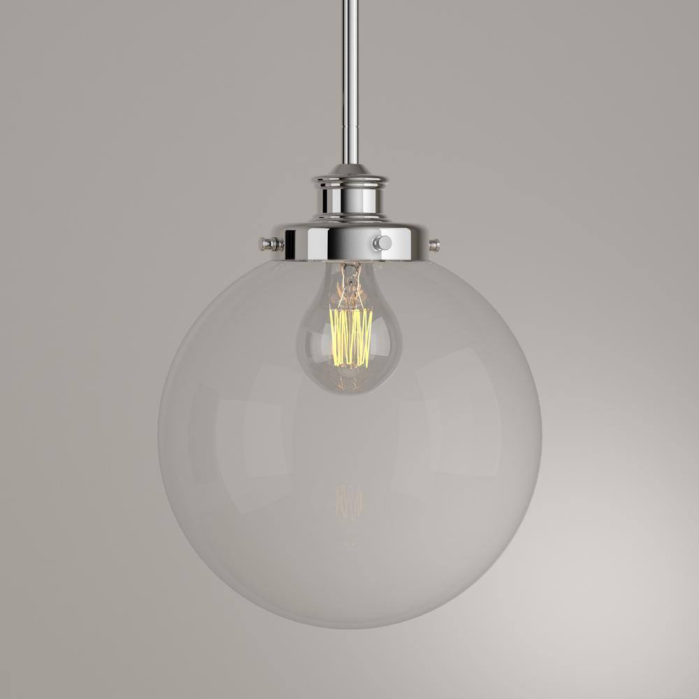 Polished Nickel & Clear Glass 12.75" Farmhouse Globe Pendant Light