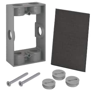 1-Gang Metal Weatherproof Electrical Outlet Box Extension Ring with (6) 3/4 inch Holes, Gray