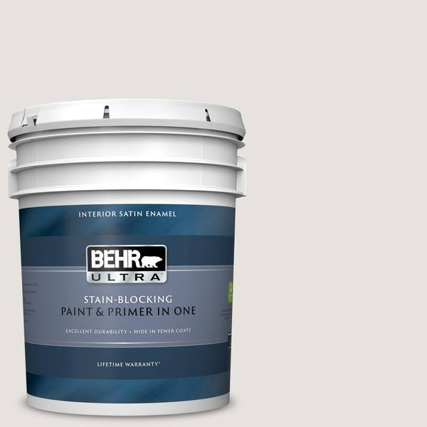 BEHR ULTRA 5 gal. #UL250-13 White Opal Satin Enamel Interior Paint and Primer in One