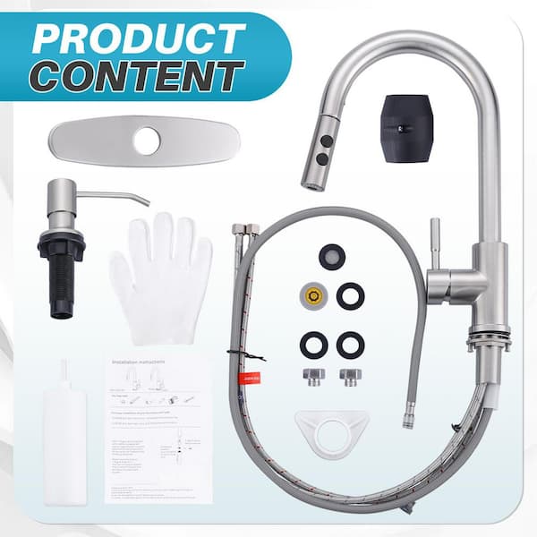 ARCORA Single Handle Pull Down Sprayer Kitchen Faucet with Soap