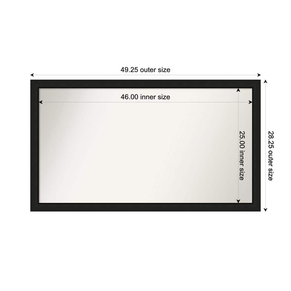 Midnight Black Narrow 49.25 in. W. x 28.25 in. Custom Non-Beveled Wood Framed Bathroom Vanity Wall Mirror price history on PriceWatchPro