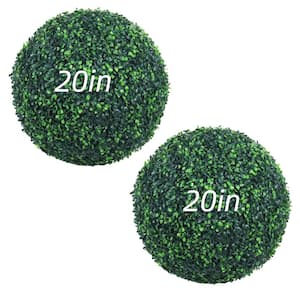 Product Height 1.67 ft. Artificial Topiaries Boxwood Trees 20 in. Green Ball-Shape Plant, (2Pcs)