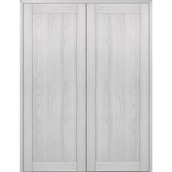 Belldinni 1 Panel Shaker 56 in. x 79,375 in. Both Active Ribeira Ash Wood Composite Double Prehung Interior Door