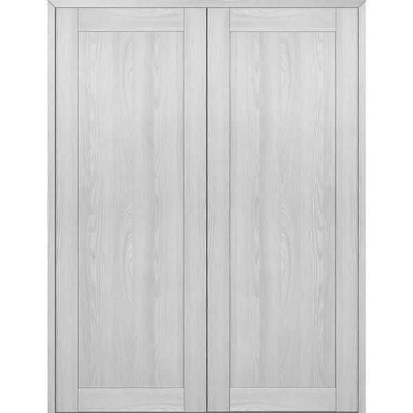Belldinni 1-Panel Shaker 72 in. x 80 in. Both Active Ribeira Ash Wood Composite Double Prehung Interior Door