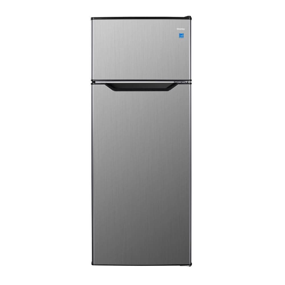 Danby 21.44 in. 7.4 cu. ft. Apartment Size Top Freezer Refrigerator in Stainless Steel, Silver