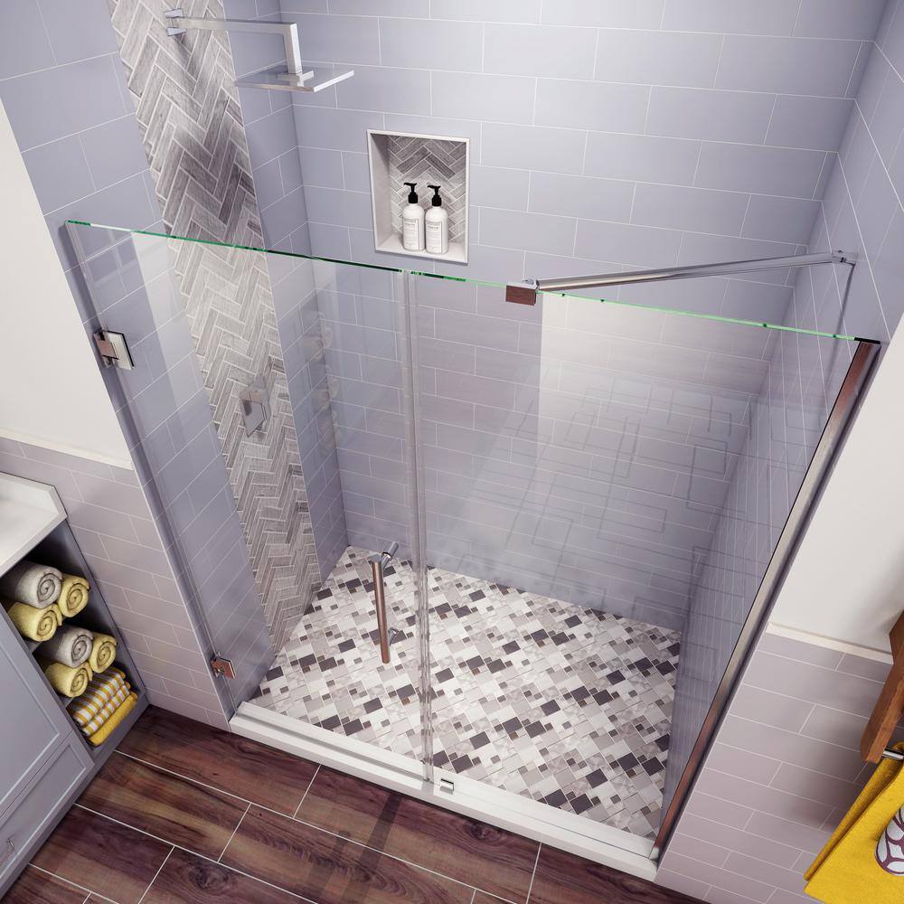Belmore Frameless Stainless Steel Hinged Shower Door with Clear Glass