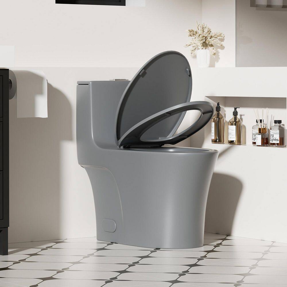 15-1/8 in. 1.1/1.6 GPF Dual Flush Elongated Standard Modern 1-Piece Toilet in Light Grey with Soft-Close Seat price history on PriceWatchPro