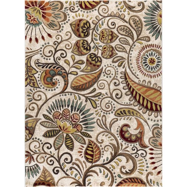 Tayse Rugs Capri Abstract Ivory 4 ft. x 6 ft. Indoor Area Rug