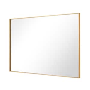 36 in. W x 30 in. H Modern Medium Rectangular Aluminum Framed Wall Mounted Bathroom Vanity Mirror in Gold
