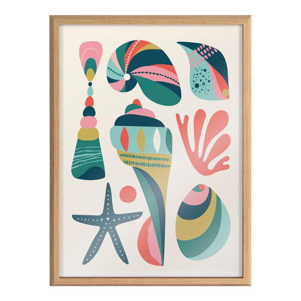 Blake 18" x 24" Colorful Seashells Framed Glass Print