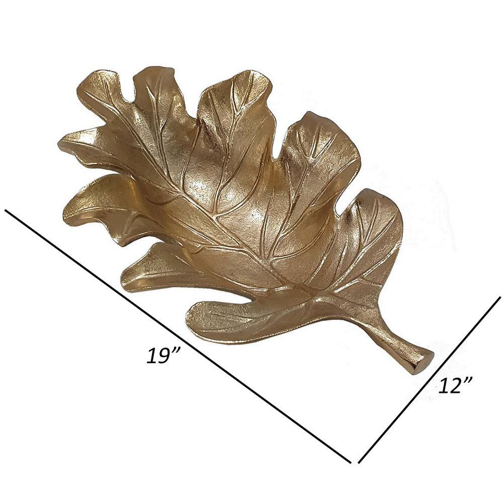 Gold Aluminum Oak Leaf Decorative Tray