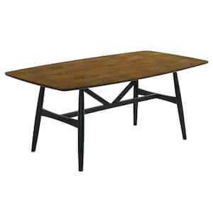 Latavia 71.75 in. Rectangle Antique Oak and Black Wood Dining Table