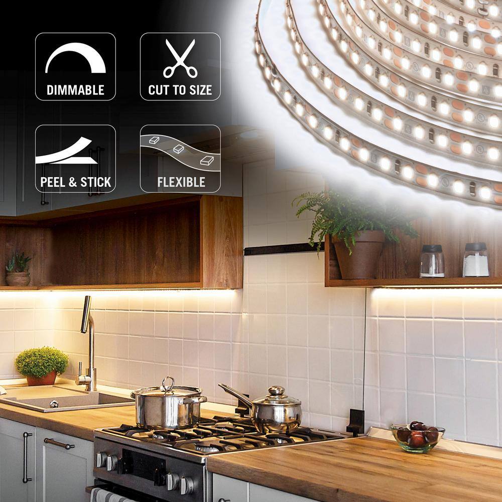 White Electric Commercial LED Strip Light Tape, 20 ft