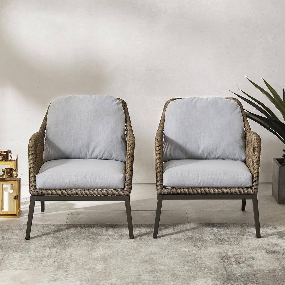 Haven 2-Piece Light Gray Wicker Outdoor Armchair Set