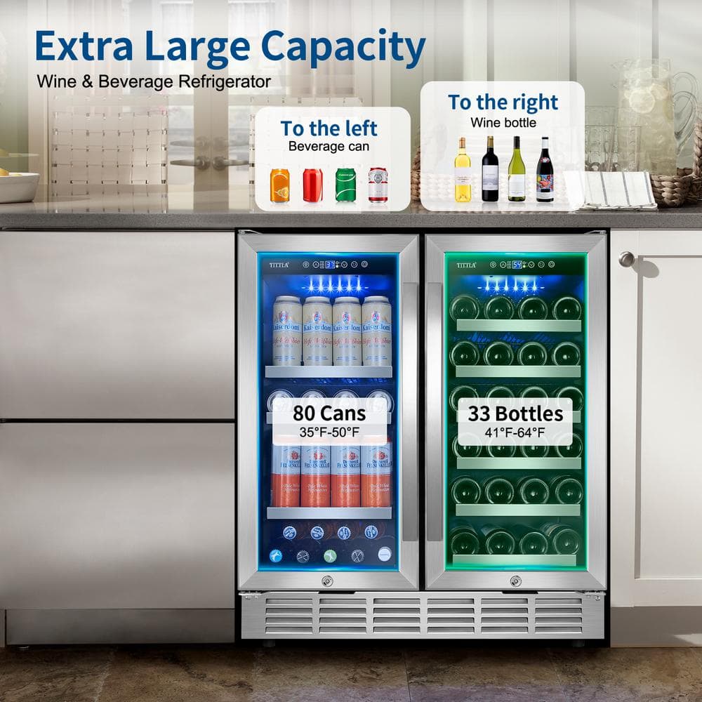 30" Stainless Steel Dual Zone Wine and Beverage Refrigerator