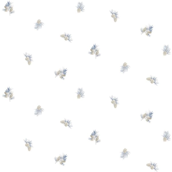 Chesapeake Pinecone Toss Blue Conifer Paper Strippable Roll (Covers 56.4 sq. ft.)