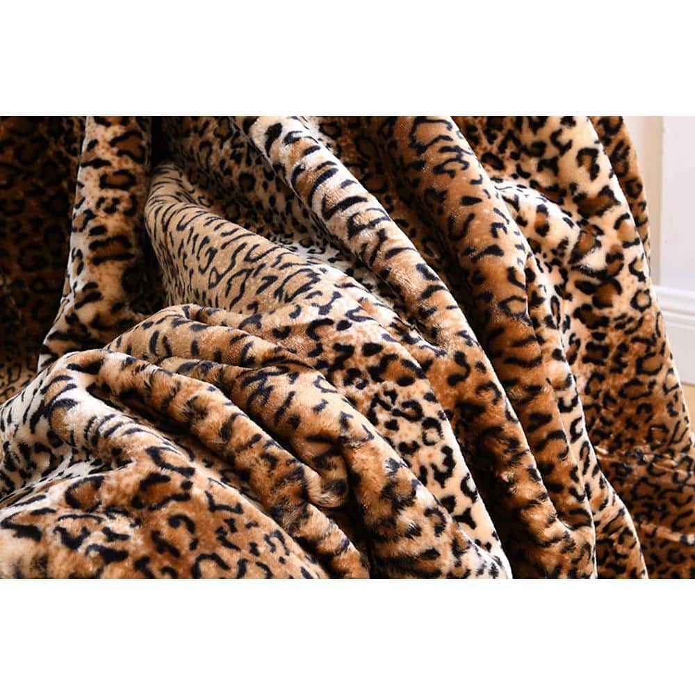 Leopard Print Faux Fur Reversible Throw Blanket 50x70