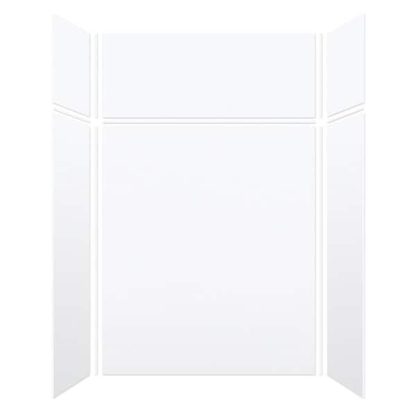Transolid Saramar 60 in. W x 96 in. H x 36 in. D 6-Piece Glue to Wall Alcove Shower Wall Kit with Extension in. White Velvet