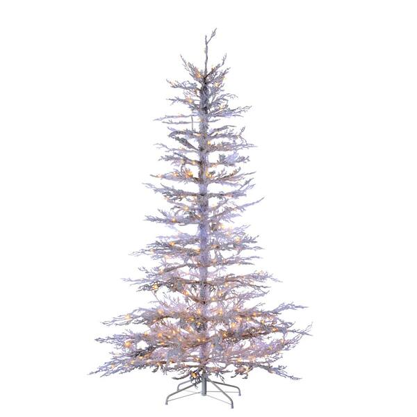 Sterling 7.5 ft. Indoor Pre-Lit Flocked White Twig Artificial Christmas Tree with 300 UL Clear Lights and 339 Tips