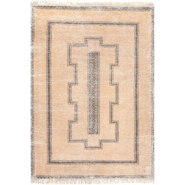 RUGS USA Arvin Olano Ginger Cotton-Blend Tan 5 ft. x 8 ft. Indoor/Outdoor Patio Rug