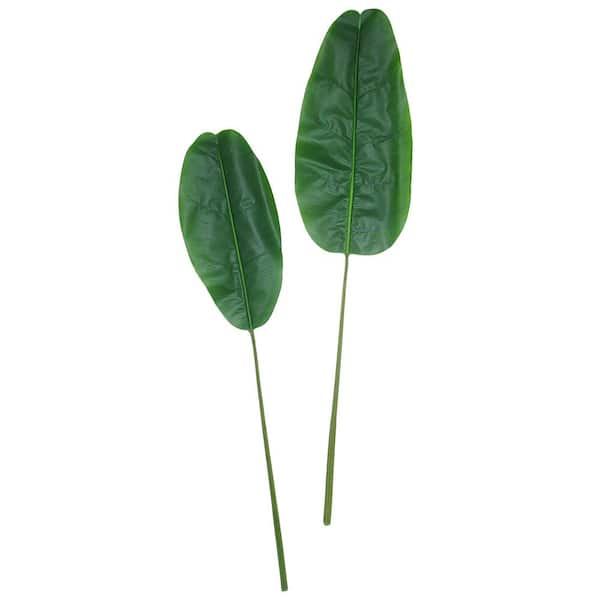 57 in. Large Artificial Banana Travelers Palm Leaf Stem Plant Greenery Foliage Spray Branch (Set of 2)