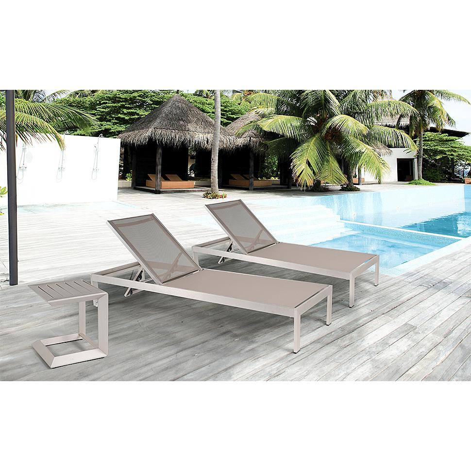 Gray Silver Aluminum Outdoor Coffee Table and Lounge Set
