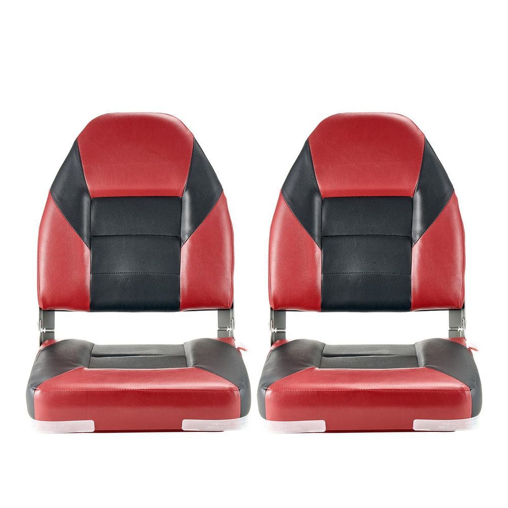 Boat Seat, Black & Red, High Backrest, Fishing Flip Up Seat with Sponge Cushion & PVC Leather, Aluminum Alloy Hinges price history on PriceWatchPro