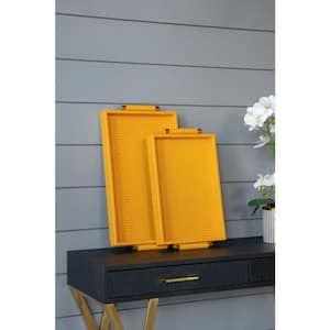 Orinoco Faux Leather Decorative Trays Yellow (Set of 2)