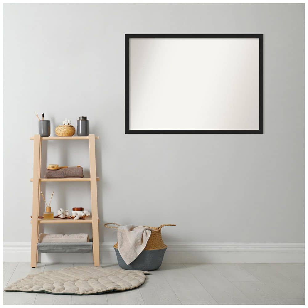 Grace Brushed Black and Silver Rectangular Bathroom Vanity Mirror