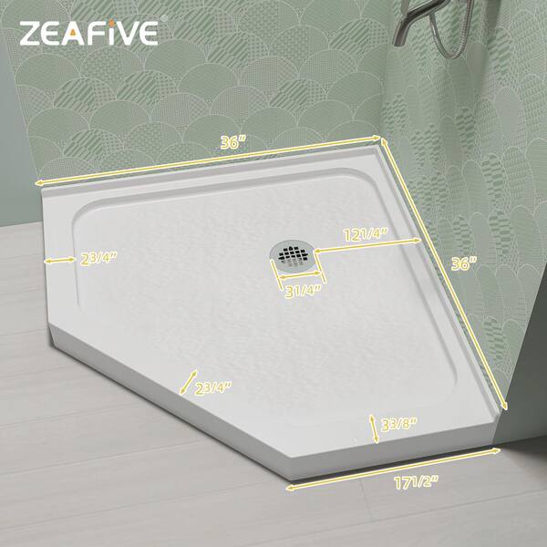 Zeafive Zeno 36 in. L x 36 in. W Neo Angle Corner Shower Pan