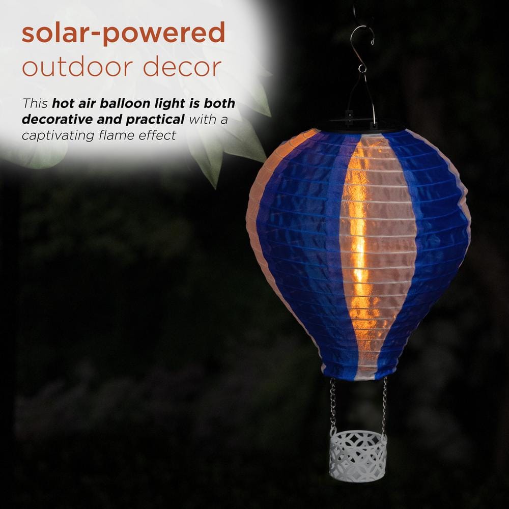 Solar Blue and White Hot Air Balloon LED Light