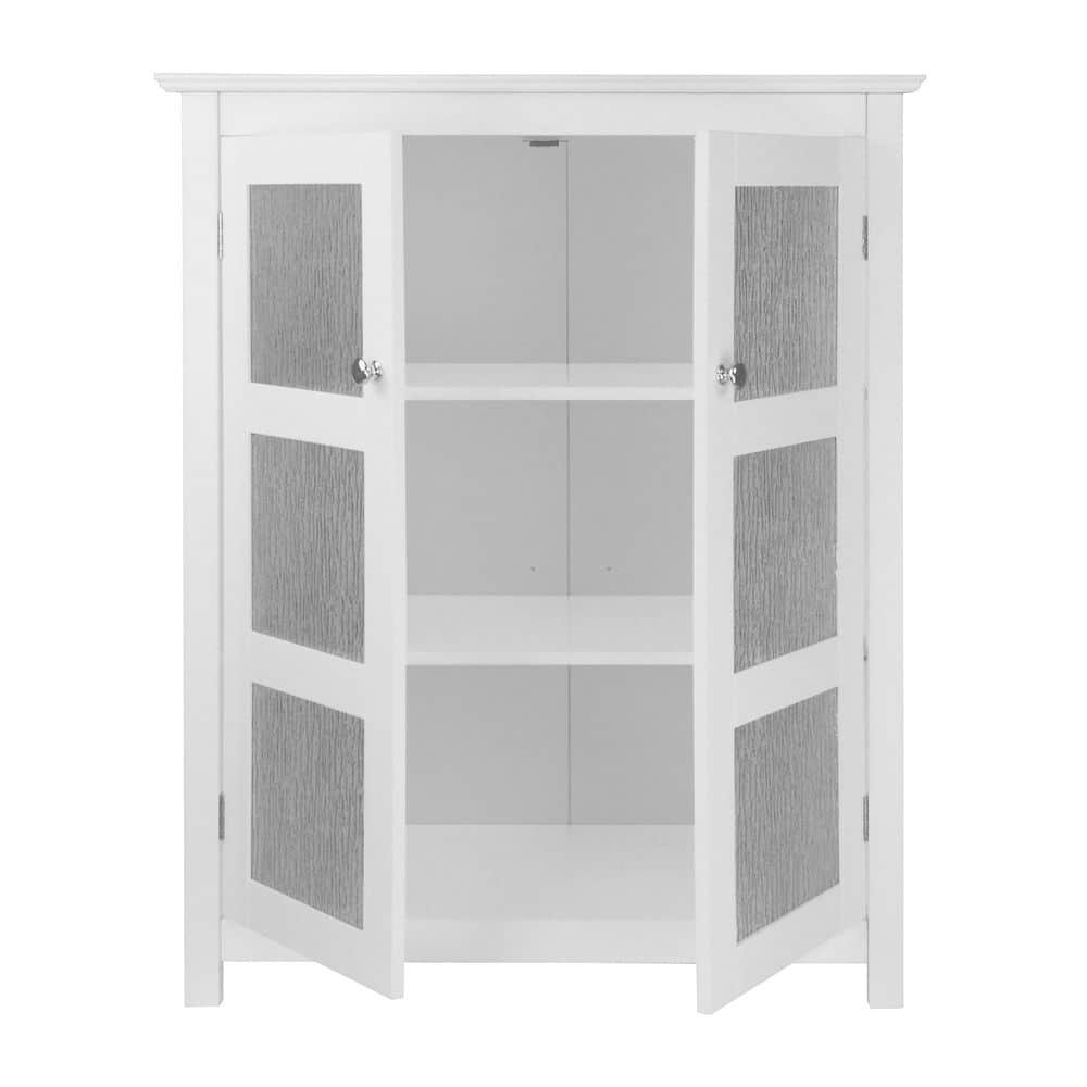 Connor Classic White Floor Cabinet with Textured Glass Doors