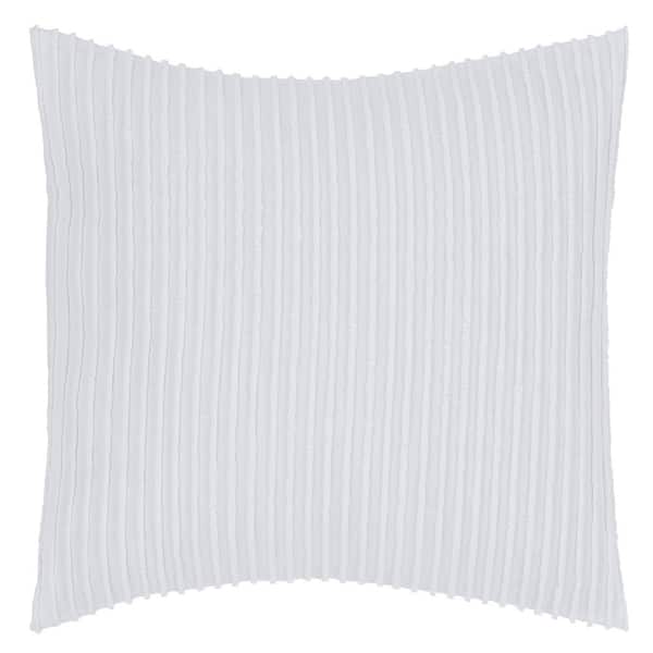 Better Trends Julian Collection in Solid Stripes Design White Euro 100% Cotton Tufted Chenille Sham