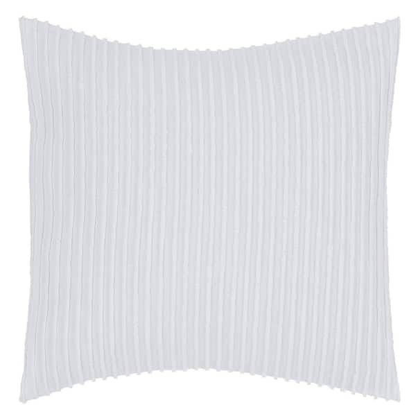 Better Trends Julian Collection in Solid Stripes Design White Euro 100% Cotton Tufted Chenille Sham
