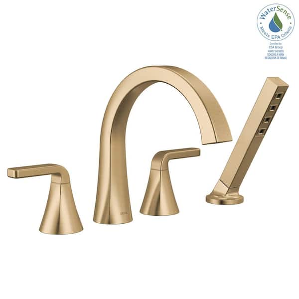 Delta Lineax Gold 2-Handle Deck Mount Roman Tub Faucet Trim Kit in