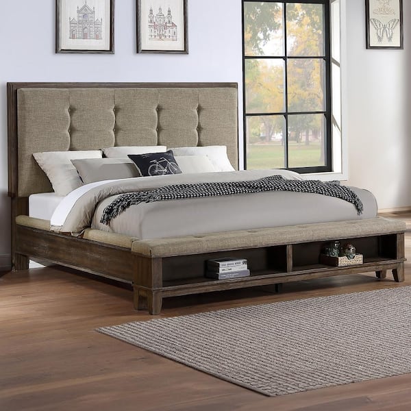 NEW CLASSIC HOME FURNISHINGS New Classic Furniture Cagney Vintage Gray Wood Frame Queen Platform Bed