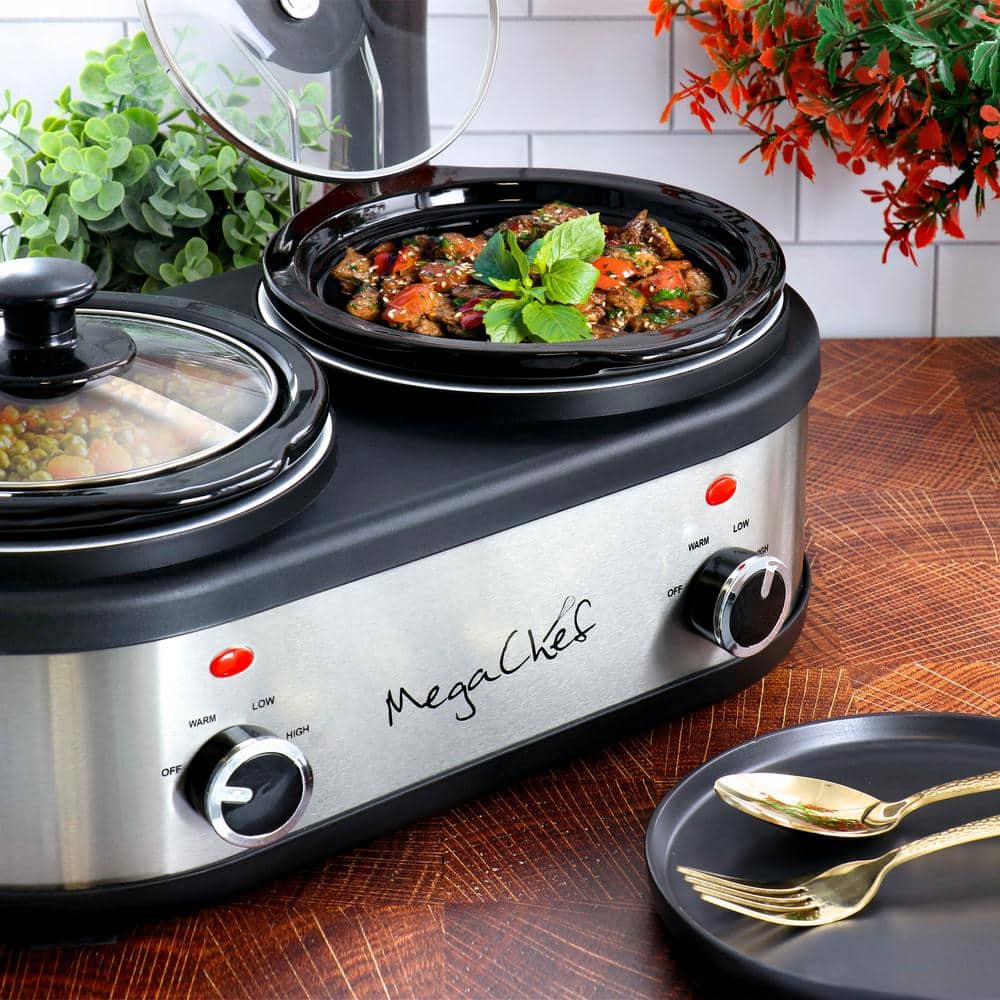 Dual 1.5 Liter Stainless Steel Crock Buffet Slow Cooker