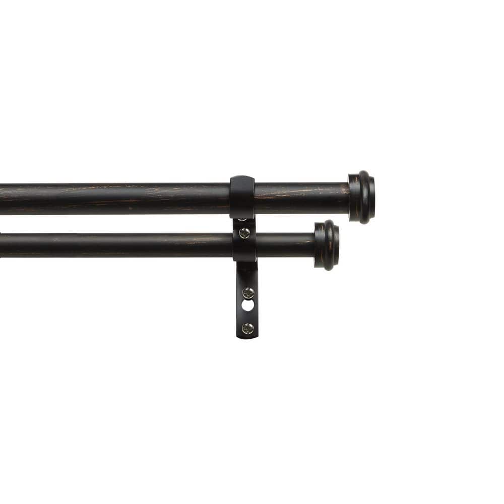 EXCLUSIVE HOME Topper 36 in. 72 in. Adjustable Double Curtain Rod Kit in Oil Rubbed Bronze