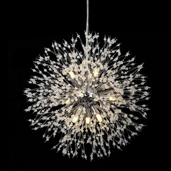 Rennnsan Oliver 9-Light Chrome Contemporary Firework Colorful Crystal Starlight Chandelier