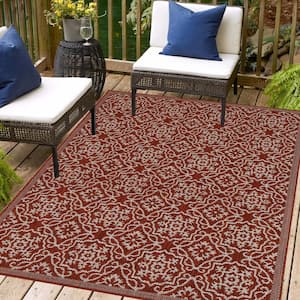 Eliza Red 10 ft. x 13 ft. Indoor/Outdoor Area Rug