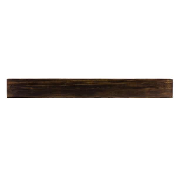 Dogberry Collections 36 in. W x 5.5 in. H x 6.25 in. D Dark Chocolate Modern Farmhouse Fireplace Cap-Shelf Mantel