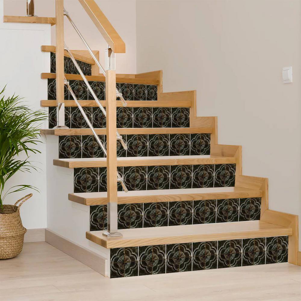 12x12 Black and Gray Vinyl Peel and Stick Mosaic Tile