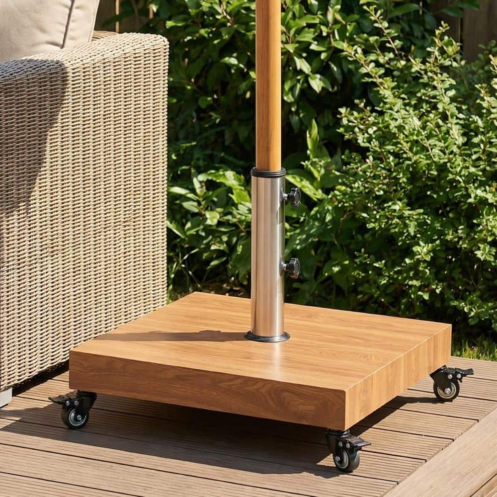 heavyweight patio umbrella stand Removable Base with Handle just smooth rolling and secure locking. Anodized Steel Patio Umbrella Bases: