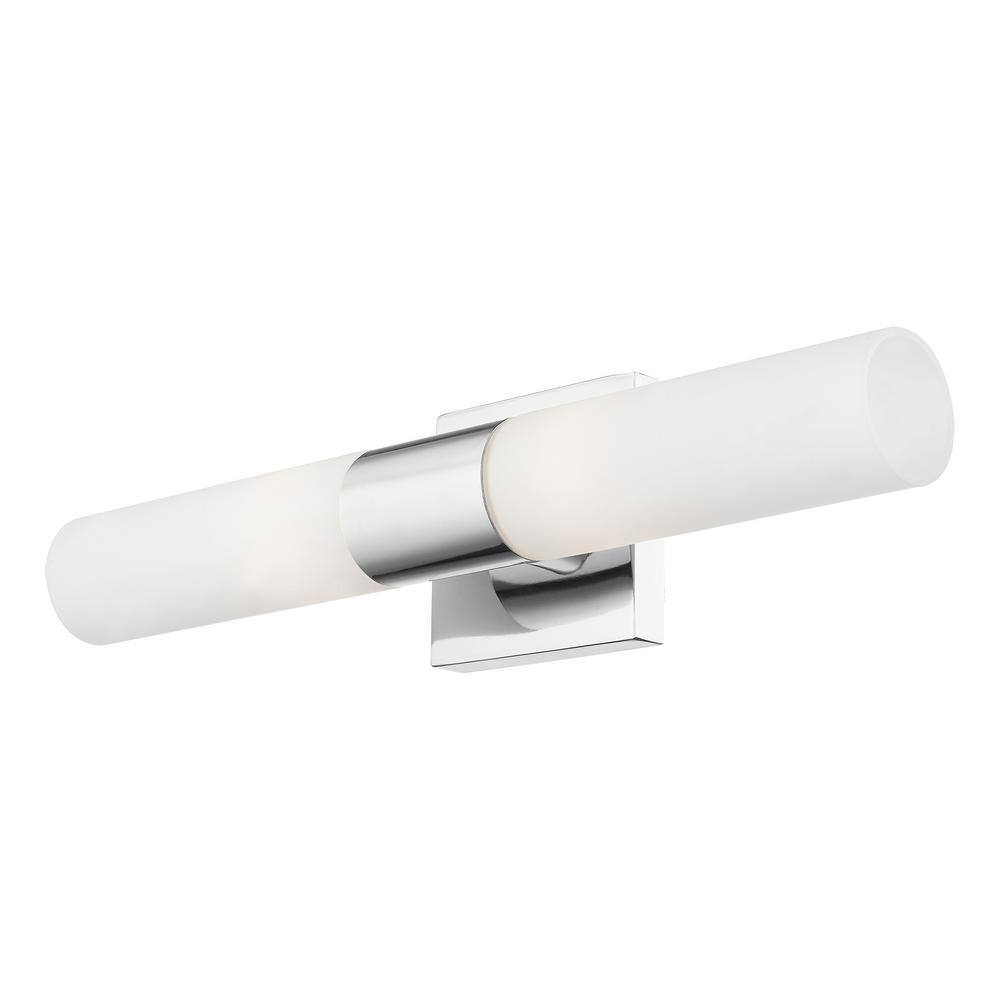 Aero Polished Chrome 2-Light Vanity with Etched Opal Glass